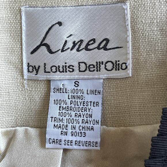 Linea Louis Dell'Olio Jacket Blazer Women Small Linen Embroidered Cream - Picture 6 of 12
